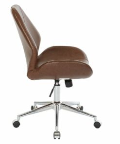 OSP Home Furnishings - Chatsworth Office Chair in Faux Leather with Chrome Base - Saddle