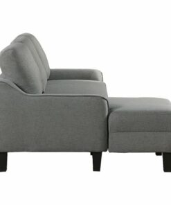OSP Home Furnishings - Lester Sofa with Chaise and Twin Sleeper in fabric with Black legs - Grey