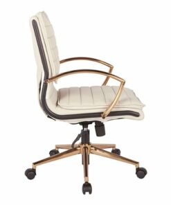 OSP Home Furnishings - Mid-Back Faux Leather Chair with Gold Finish in Faux Leather - Cream