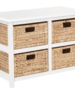 OSP Home Furnishings - Seabrook Two-Tier Storage Unit with Natural Baskets - White