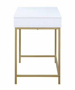 OSP Home Furnishings - Modern Life Desk in Finish With Gold Metal Legs - White