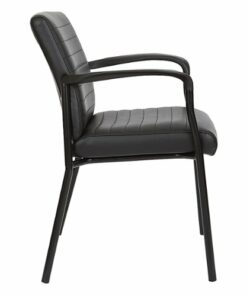 Office Star Products - Guest Chair in Faux Leather with Black Frame - Black