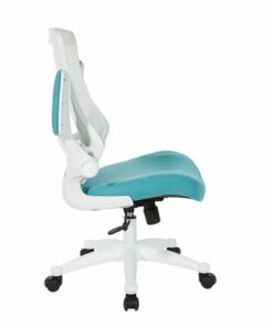 Office Star Products - White Screen Back Manager's Chair in White Turquoise Fabric and PU Arms Pads - Linen Turquoise