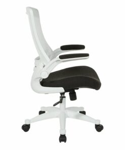 Office Star Products - White Screen Back Manager's Chair in Fabric and PU Arms Pads - Linen Black