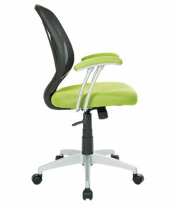 OSP Home Furnishings - Screen Back Chair with Mesh Fabric and Silver Coated Arms and Base - Green