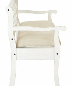 OSP Home Furnishings - Coventry Storage Bench in Antique Frame and Beige Seat Cushion K/D - White