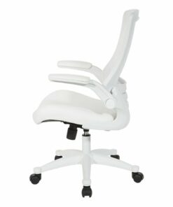 Office Star Products - Screen Back Manager's Chair in White Faux Leather and PU Arms Pads - White