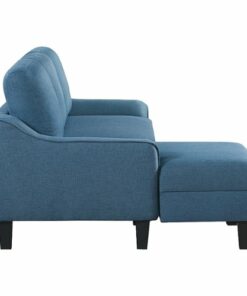 OSP Home Furnishings - Lester Sofa with Chaise and Twin Sleeper in fabric with Black legs - Blue