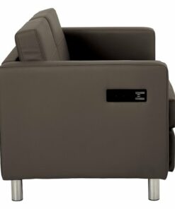 OSP Home Furnishings - Atlantic Loveseat with Dual Charging Station in Dillon Fabric K/D - Graphite