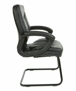 Office Star Products - Executive Faux Leather Visitor Chair with Contrast Stitching - Black
