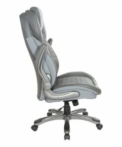 Office Star Products - Executive High Back Chair with Bonded Leather and Flip Arms - Grey