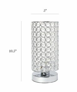 Elegant Designs - Elipse Crystal Bedside Nightstand Cylindrical Uplight Table Lamp, Chrome