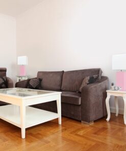 Elegant Designs - 2 Pack Modern Leather Table Lamps with White Fabric Shades - Pink