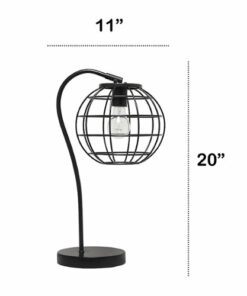 Lalia Home - Arched Metal Cage Table Lamp - Black