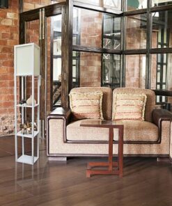 Simple Designs - Floor Lamp Etagere Organizer Storage Shelf with Linen Shade 0