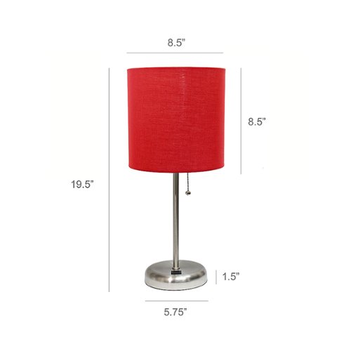 Limelights - Stick Lamp with USB charging port and Fabric Shade 2 Pack Set - Red