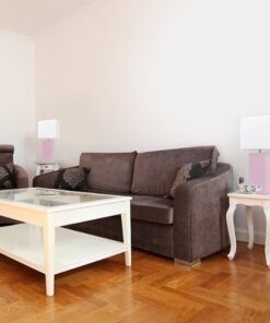 Elegant Designs - 2 Pack Modern Leather Table Lamps with White Fabric Shades - Blush Pink