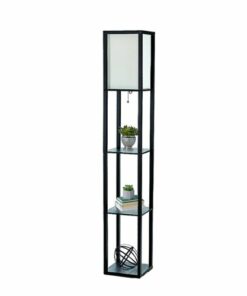 Simple Designs - Floor Lamp Etagere Organizer Storage Shelf with Linen Shade 1