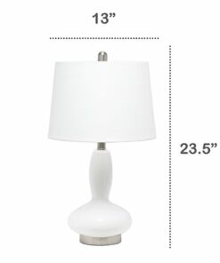 Lalia Home - Glass Dollop Table Lamp with Fabric Shade - White/White