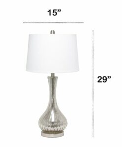 Lalia Home - Speckled Mercury Tear Drop Table Lamp with Fabric Shade - White