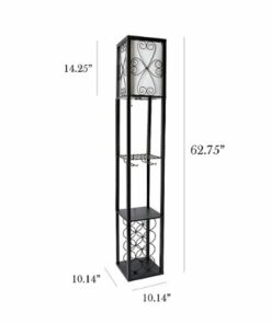 Simple Designs - Floor Lamp Etagere Organizer Storage Shelf and Wine Rack with Linen Shade 0