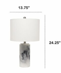 Lalia Home - Marbleized Table Lamp with White Fabric Shade - White