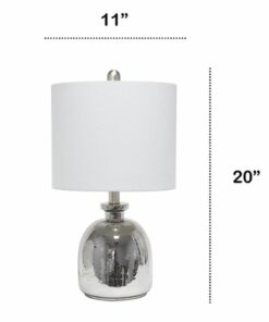 Lalia Home - Hammered Glass Jar Table Lamp with Linen Shade - Metallic Gray/Gray