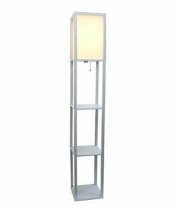 Simple Designs - Floor Lamp Etagere Organizer Storage Shelf with Linen Shade 2