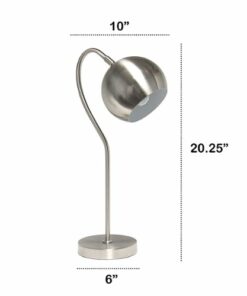 Lalia Home - Mid Century Curved Table Lamp with Dome Shade, Brushed Nickel