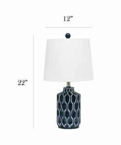 Lalia Home - Moroccan Table Lamp with Fabric White Shade, Blue - Blue