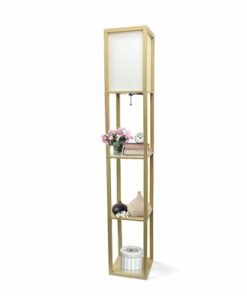 Simple Designs - Floor Lamp Etagere Organizer Storage Shelf with Linen Shade 3