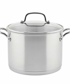 KitchenAid - 3-Ply Base Stainless Steel Stockpot with Lid, 8-Quart, Brushed Stainless Steel - Brushed Stainless Steel