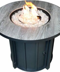 AZ Patio Heaters - Faux Wood Tile Top Fire Pit - Black