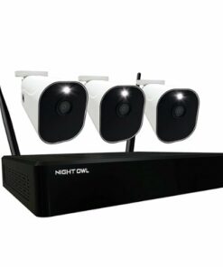 Night Owl - 10 Channel Wi-Fi NVR with 3 Wire Free (Battery) 1080p HD 2-Way Audio Cameras and 1TB Hard Drive - White