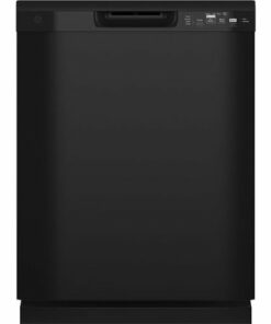 GE - Front Control Built-In Dishwasher with 55 dBA - Black