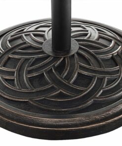 Walker Edison - Circle Weave Round Outdoor Umbrella Base - Antique Brown
