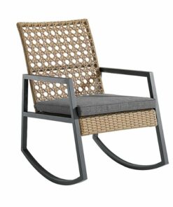 Walker Edison - Modern Wicker Deep Seated Rocking Chair - Beige Grey