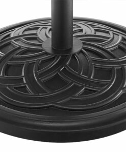 Walker Edison - Circle Weave Round Outdoor Umbrella Base - Black