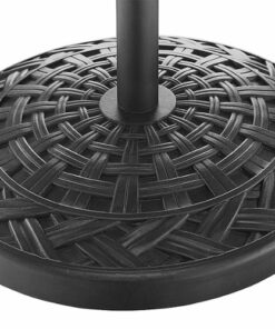 Walker Edison - Cross Weave Round Outdoor Umbrella Base - Black