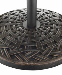 Walker Edison - Cross Weave Round Outdoor Umbrella Base - Antique Brown