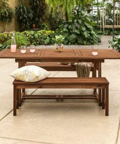Walker Edison - 3-Piece Acacia Wood Outdoor Patio Dining Set 0