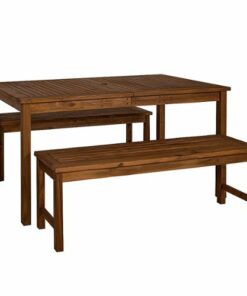 Walker Edison - 3-Piece Cypress Dining Set - Dark Brown