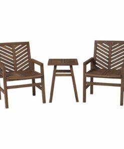 Walker Edison - 3-Piece Windsor Patio Chat Set - Dark Brown