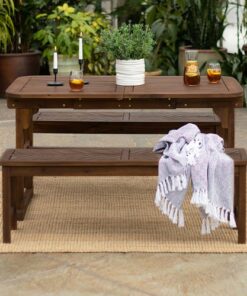 Walker Edison - 3-Piece Windsor Patio Dining Set - Dark Brown