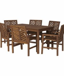 Walker Edison - 7-Piece Windsor Patio Dining Set - Dark Brown
