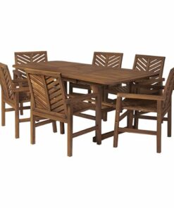 Walker Edison - 7-Piece Windsor Extendable Patio Dining Set - Dark Brown