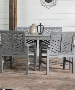 Walker Edison - 5-Piece Windsor Patio Dining Set - Grey Wash