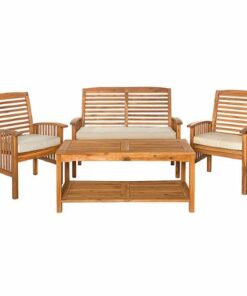 Walker Edison - 4-Piece Cypress Patio Chat Set - Brown