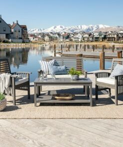 Walker Edison - 4-Piece Cypress Patio Chat Set - Grey Wash