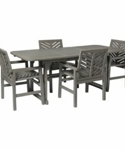 Walker Edison - 5-Piece Windsor Extendable Patio Dining Set - Grey Wash